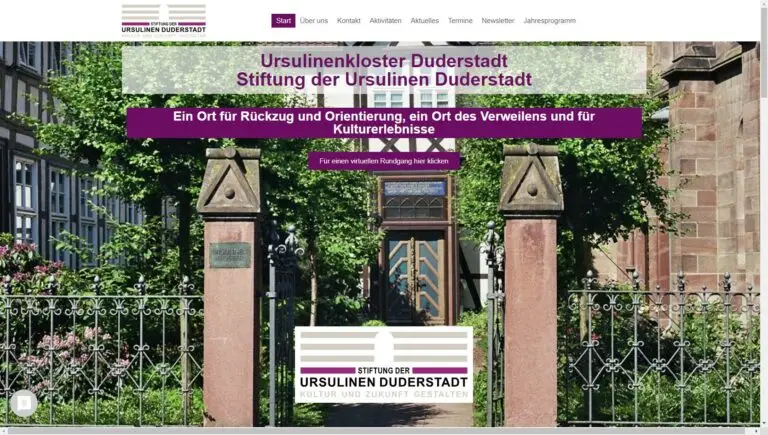 Webseite des Ursulinenklosters Duderstadt: Ein Portal für Kultur, Gemeinschaft und Erholung